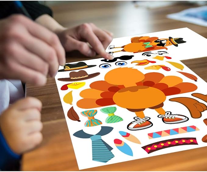 Make-A-Turkey Stickers Thanksgiving Party Games/Favors/Supplies for Kids Crafts - 20 Set