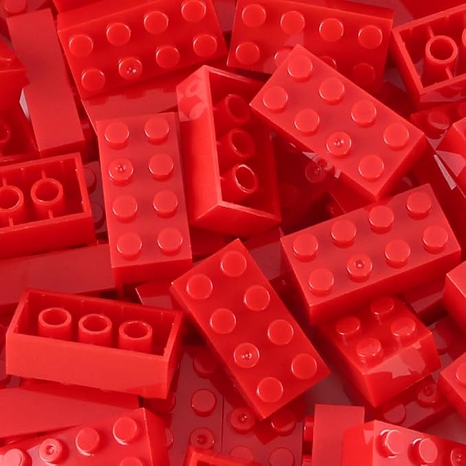 Feleph 100pcs 2x4 Bricks Red Parts Pieces Building Blocks Classic Creative Play Set Toy Accessories Compatible with 3001 Major Brick Brands
