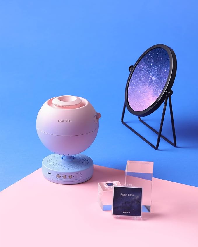 POCOCO Galaxy Star Projector for Bedroom with Replaceable Optical Film Discs, Home Planetarium Night Light Projector with High-Definition Soft Light for Relax, Study, and Meditate, Stress Relief Gifts
