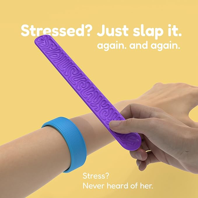 Sensory Fidget Toys Slap Bracelets for Kids, Textured 6 Pack, Stress Fidgets for Anxiety Autism ADHD, Wearable Sensory Toys for Adults Office Desk, Calm Down Travel Airplane Toys
