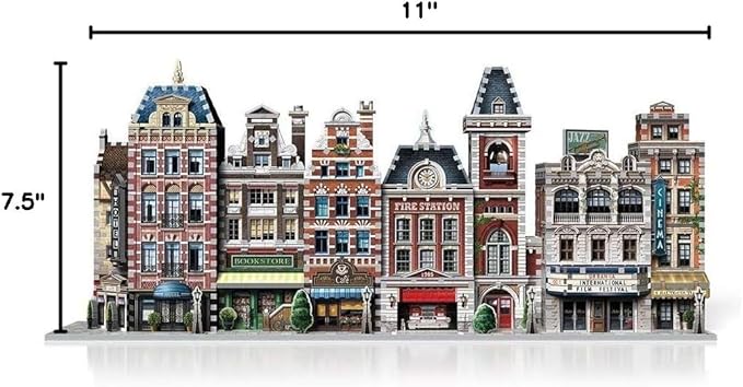 Wrebbit3D Cinema 3D Puzzle | Urbania Collection | 300 Jigsaw Puzzle Pieces | Charming and Unique Streetscape of a Small Town