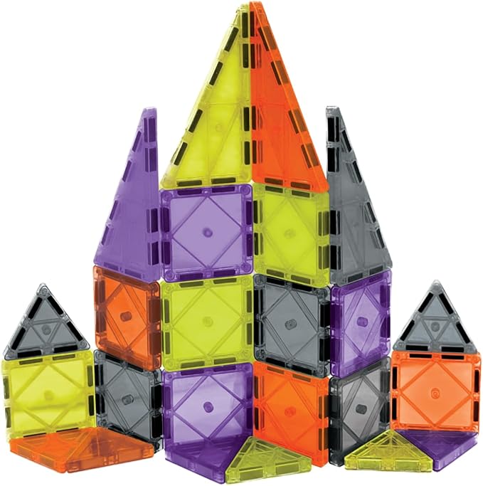 CreateOn Crayola Halloween Mini Magnetic PIP-Tiles with Glow in The Dark Tiles, Magnetic Building Toys for Kids, STEM Travel Toys for Boys and Girls Ages 3+ (Halloween)