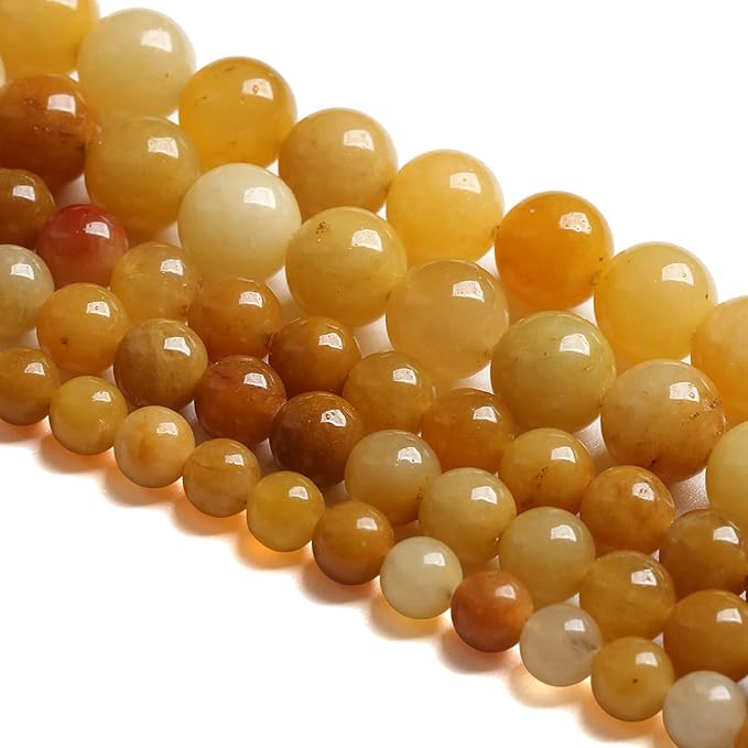 8MM 45PCS Natural Stone Yellow Jade Loose Beads for Jewelry Making DIY Bracelet 1 Strand