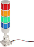 Industrial Signal Tower Stack Lights - Rotatable Base, Steady/Flashing Light Switchable, 12V 24V DC (4-Layer, with Buzzer)