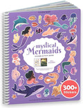 CUPKIN Mermaid Stickers, Toddler Sticker Book for Kids, Fun Toy, Toddler Road Trip Essentials, 300+ Girly Stickers + 8 Sticker Scenes and Coloring Pages, Mermaid Stickers Ages 2+