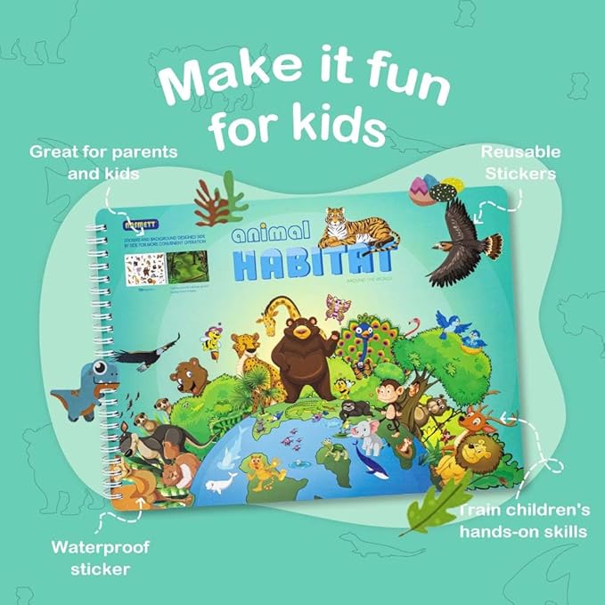 Sticker Books for Kids Animals Stickers for Kids, Toddler Stickers Aesthetic, 700+Animal Habitats Sticker Preschool Learning Activities for Kids Ages 3-5, Coloring for Kids Ages 2-4 (Animal Habitat)