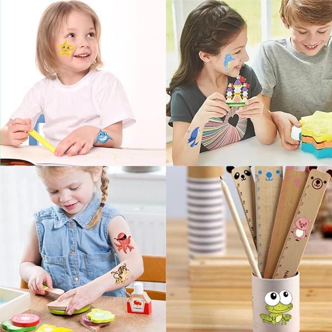 Temporary Tattoo Kids - 150 Sheets & 1700+ Patterns | Boosts Imagination/Creativity & Easy-Clean | Ideal for Party Favors, Arts & Crafts, Goodie Bags (Non-Toxic, Safe for Skin)