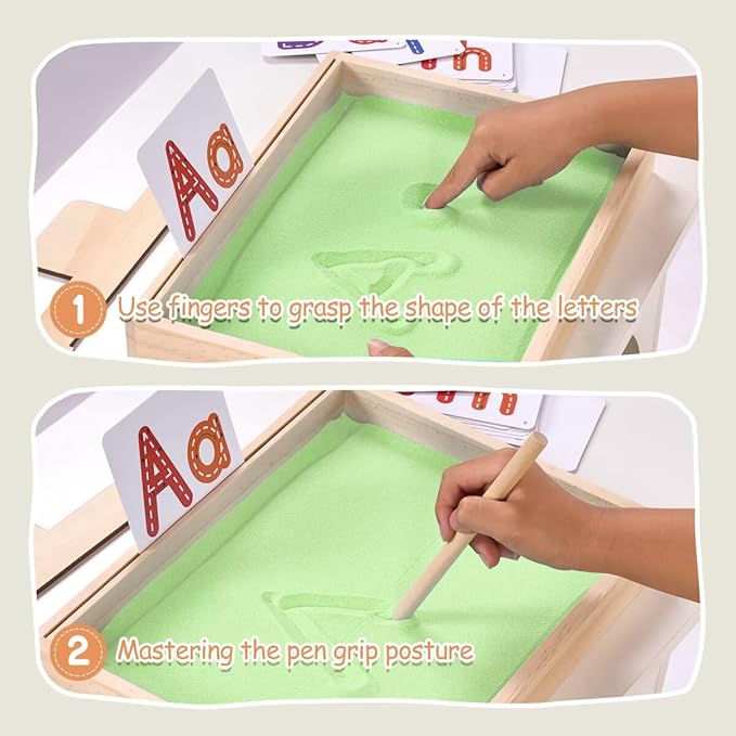 Montessori Sand Tray for Kids,Writing Play Sand Tray with Lid for Classroom Practice Writing Letters and Numbers
