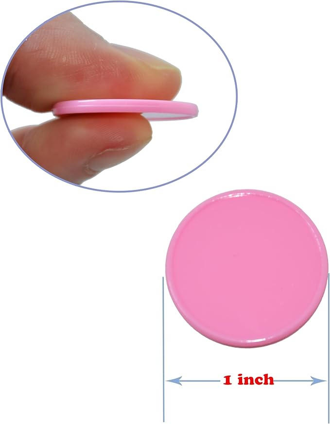 Smartdealspro Set of 100 1 Inch Opaque Plastic Learning Counters Mini Poker Chips Game Tokens with Storage Box (Pink)