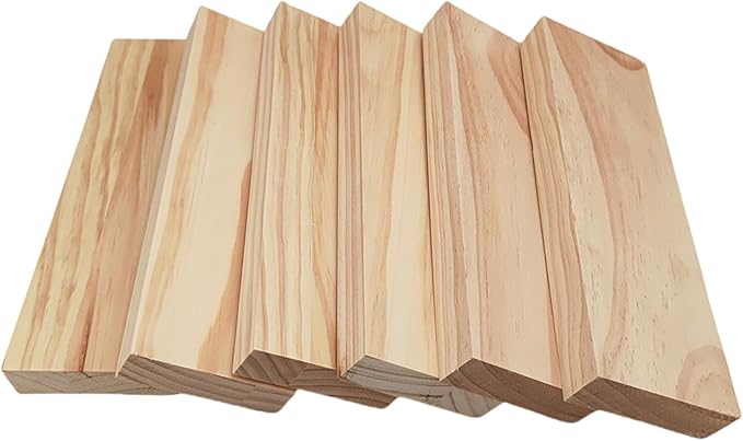 6PCS Rectangle Wood Boards Unfinished Wood Blocks for Crafting, 10x3x1in Blank Whittling Wooden Blocks for Wood Carving,Painting & Burning
