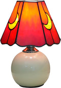 Mushroom Lamp Tiffany Stained Glass Moon lamp Cute Small Bedside Table Lamps for Living Room Home Decor,Girls Women Birthday Christmas Thanksgiving Day Gift,Red
