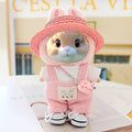 5 Pcs/Set 15-17cm Doll Clothes for Labb Rabbit Bunny, Lovely Girly Doll Clothing Straw Hat+Overalls+T-Shirt+Handbag+Canvas Shoes, Fashionable Outfit for Dress up, Doll Costume Fashion Dresses -Pink
