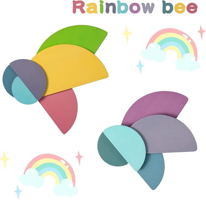 Wooden Pastel Semicircle Stacker Toys, 11Pcs Semicircle Pastel Rainbow Stacking Puzzle, Rainbow Building Blocks Board Set for Kids, Learning Creative Thinking Toys