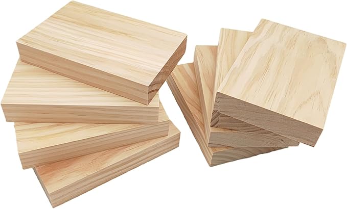 8PCS Rectangle Wood Boards Unfinished Wood Blocks for Crafting, 6x4x1in Blank Whittling Wooden Blocks for Wood Carving,Painting & Burning