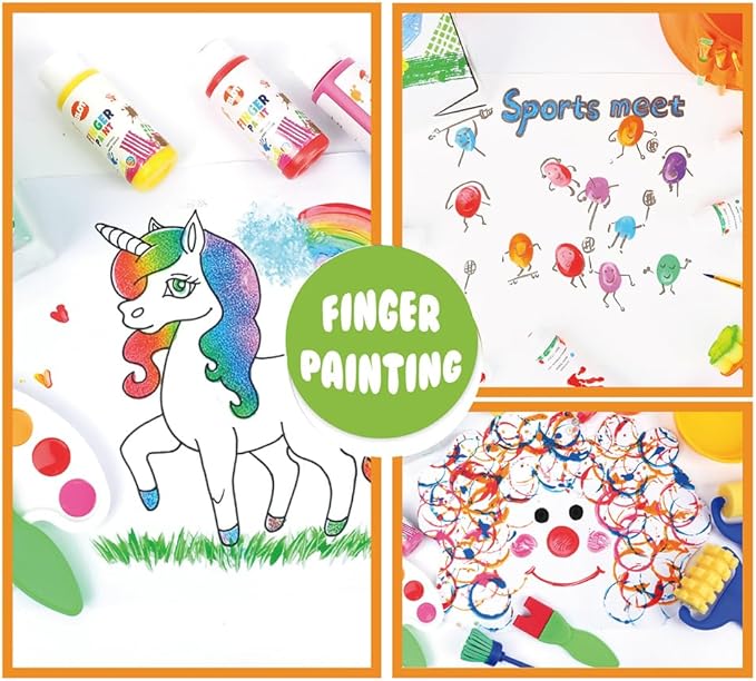 Kids Washable Finger Paint for Toddlers Art Supplies Gift for Baby Hand Painting DIY Crafts, Non Toxic, 10 Colors, 36ml/Tube