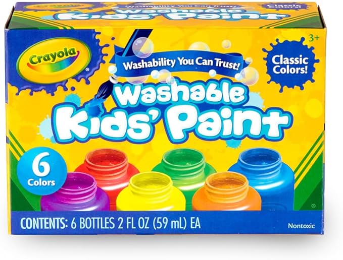Crayola Washable Kids Paint Set (12ct), Classic and Glitter Paint for Kids, Arts & Crafts Supplies for Classrooms, Toddler Painting Kit, Gifts, Ages 3, 4, 5 [Amazon Exclusive]