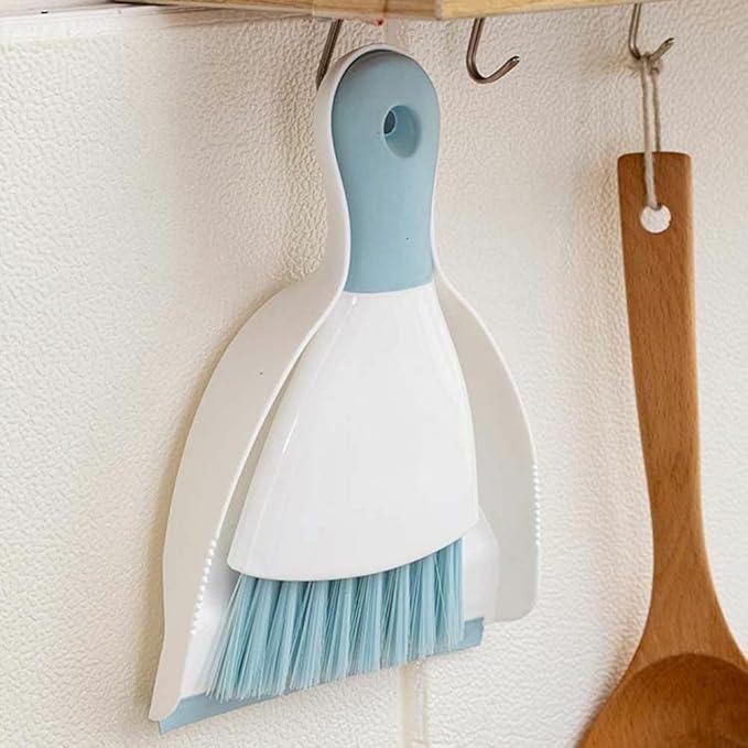 Dust pan Broom Brush Dustpan - Small Broom and Dustpan Set,Mini Broom and Dustpan,Small Dustpan and Brush Set for Home Cleaning, Sofa, Desk, Guinea Pig Cage, Cat Litter etc.（Light Blue）