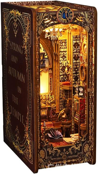 Spobot Book Nook Kit DIY Bookshelf Decor Kit with LED Light 3D Booknook Wooden Puzzle Bookend Stand Miniature Dollhouse Kit Gifts for Adults (Covenant Church)