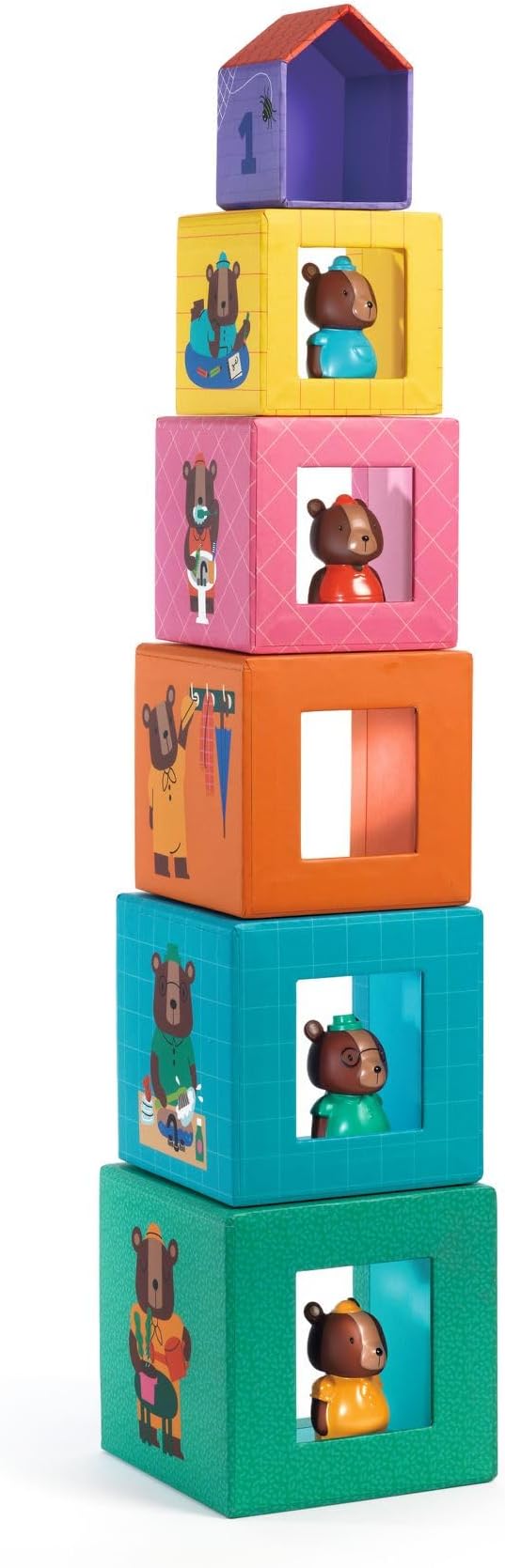 DJECO TopaniHouse Wooden Blocks - Build a Farmhouse & Animal Toys for Home, School or Gifts - Fun & Creative for Family & Friends - Playful, Educational Toys for Preschool, Kids Months 18+