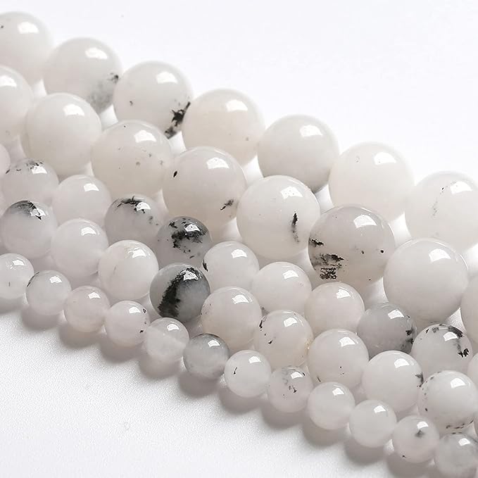 8MM 46PCS Natural Stone Ink Spots Jade Loose Beads for Jewelry Making DIY Bracelet Necklace