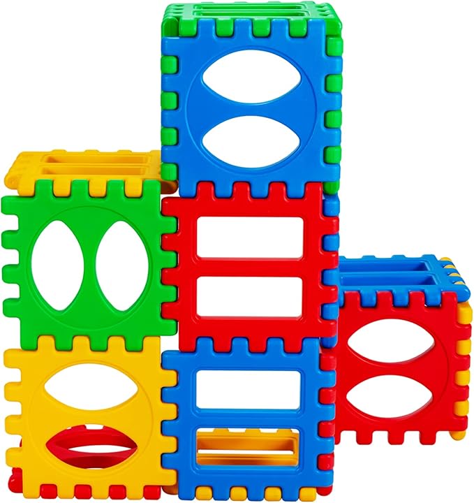 Costzon 32 Pieces Jumbo Building Blocks for Kids, Big Waffle Block Set, Preschool Educational Creativity Sensory Toy, Interconnecting Stacking Building Toy Set for Boys & Girls
