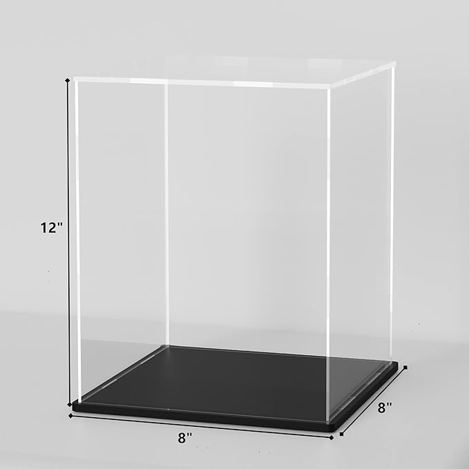 8x12 Inch Acrylic Trophy Case, Clear Acrylic Case for 11’’ Tall Collectibles Display, Alternative Glass Memorabilia Display Case for Action Figures Storage