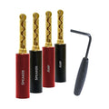 AudioQuest SureGrip® 100 Banana Speaker Connectors - Fits up to 9 AWG Speaker Cables - Gold - Set of 8