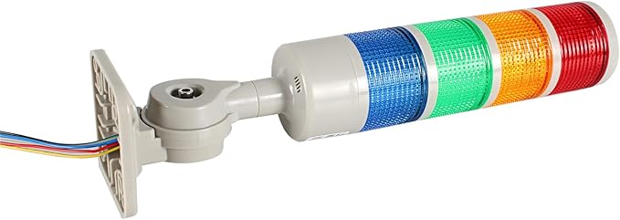 Industrial Signal Tower Stack Lights - Rotatable Base, Steady/Flashing Light Switchable, 12V 24V DC (4-Layer, with Buzzer)