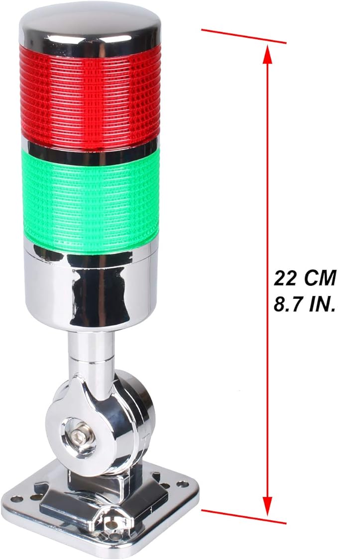 12-24V LED Stack Tower Lights, Industrial Warning Lights, Andon Lights, Column Signal Tower Indicator Lamp Beacon, Continuous/Flashing Light Switchable, 2 Layer (with Buzzer)