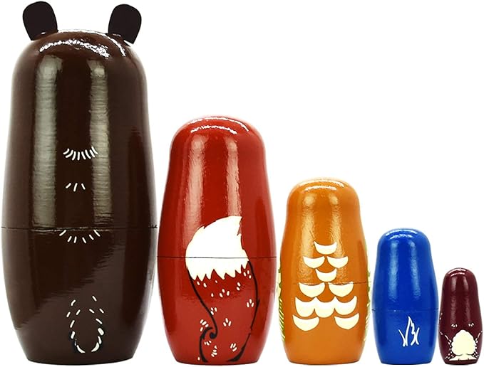 HYCLES Nesting Dolls Russian Matryoshka Wood Stacking Nested Set for Kids Handmade Toys for Children Kids Christmas Birthday Decoration Halloween Wishing Gift