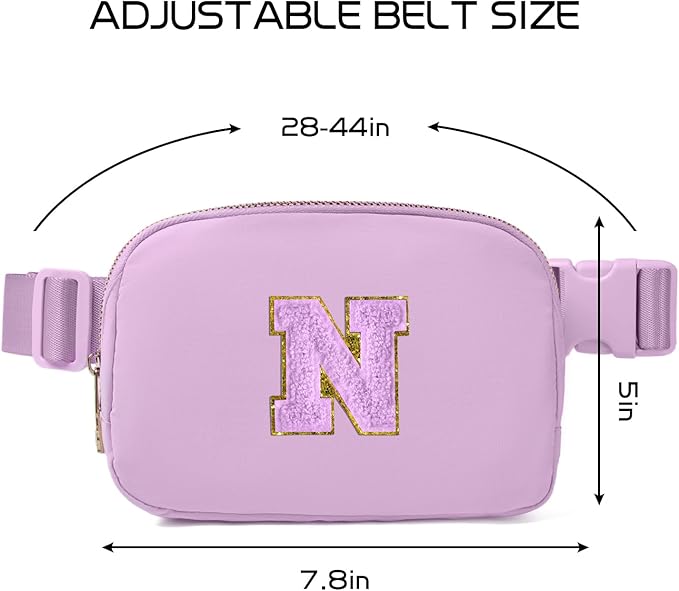 Gitus Gifts for 8 9 10 11 12 Year Old Girls Belt Bag Fanny Pack Crossbody Bags with Initial Letter Patch Cute Stuff Birthday Gifts for Teen Girls Women Personalized Trend Stuff (Lavender-N)