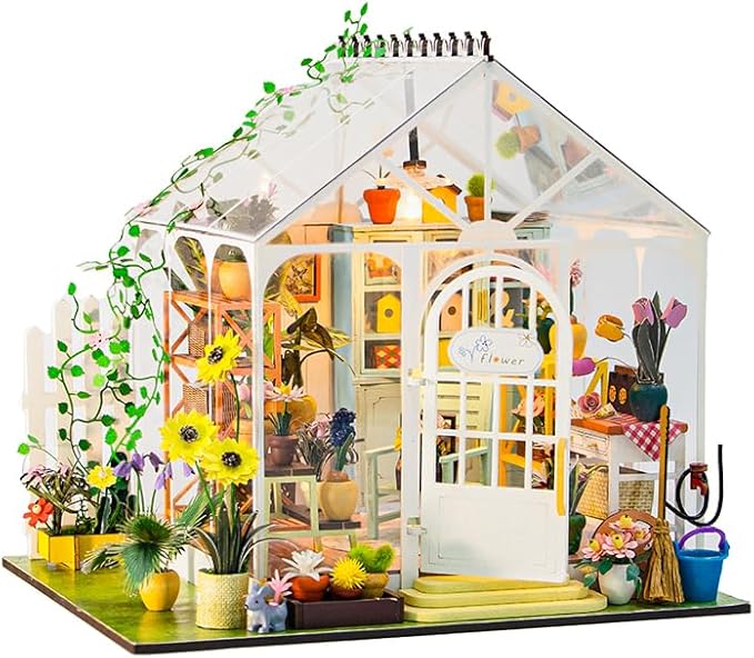Flever DIY Miniature House Kit, Tiny Home Kit with LED Light, Mini House Build Craft Kits for Adults and Teens, Home Decor Creative Gift for Family/Friends(Sunshine Flower)