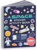 CUPKIN Outer Space Sticker Book for Kids 2-4, 500+ Kids Stickers 12 Coloring Pages, 12 Side by Side Scenes, Fun Toddler Travel Activity Coloring and Sticker Books for Ages 4-8 + 8-10