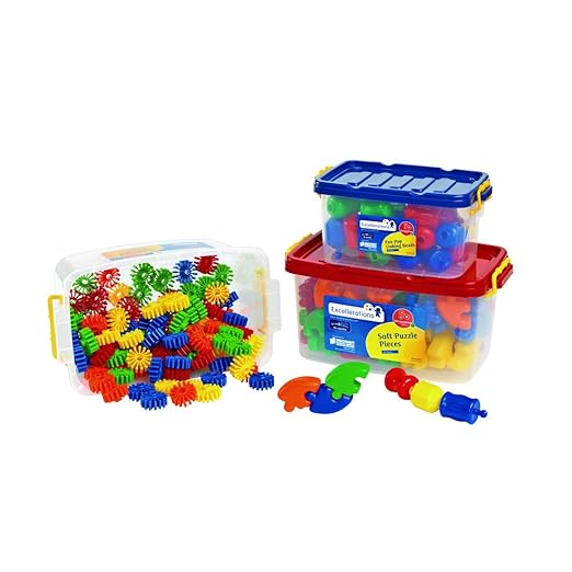 Excellerations Construction Toys, STEM Building Toys, Blocks, Builders, Connection Toys, Ages 18 Months and up, Preschool Manipulatives 3 Different Sets in Storage Bins