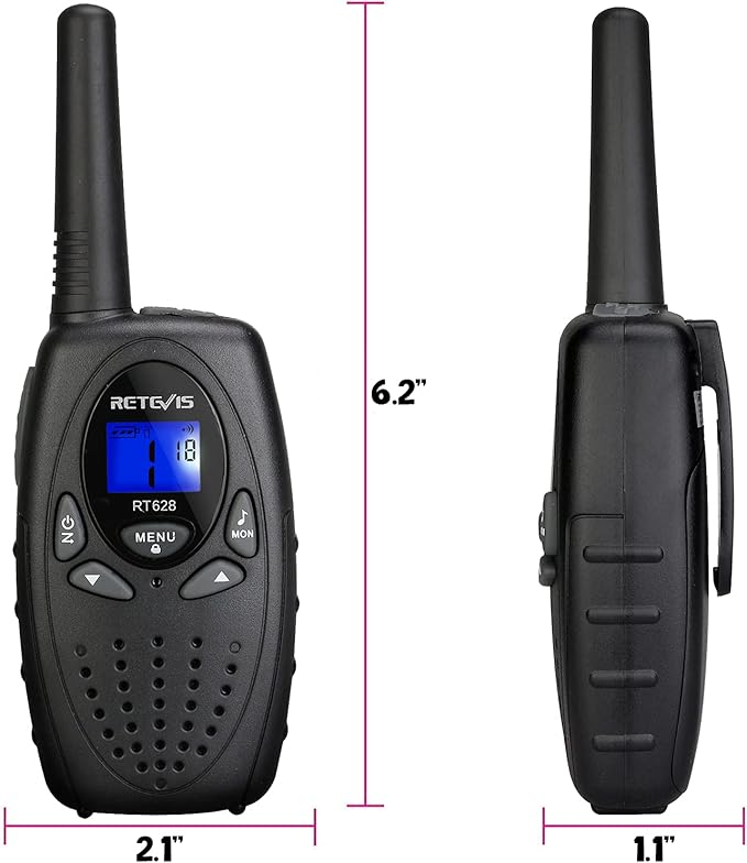 Retevis RT628 Walkie Talkies for Kids,Walky Talky,Key Lock,VOX Crystal Voice,Easy to Use, Christmas Gifts for Boys Girls Kids(Black,2 Pack)