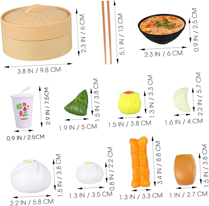 Chinese Breakfast Pretend Play Food Sets for Kids Kitchen 2 Sets Chinese Breakfast Mini Food Play Set Children Pretend Play Toy for Children Family Dollhouse Furniture