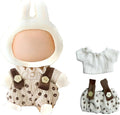Clothes for Dolls Accessories (No Doll), Cute Outfit Set 2 Pieces Bib Pants for 15 & 17cm Doll Suit, Stylish Dress Up Overalls Doll Clothing Set Replacement Beige