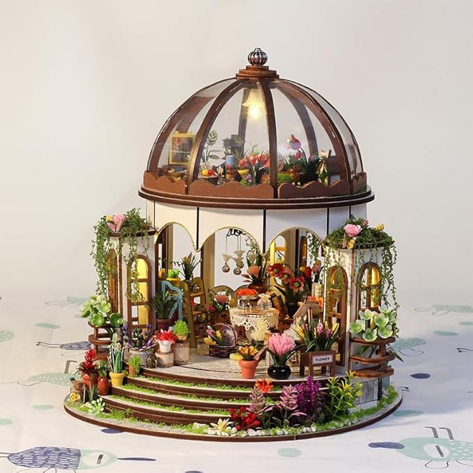 DIY Miniature House Kit, Mini House Building Kit, DIY Book Nook Kit, Tiny Model House for Adults to Build, Beginner 3D Wooden Book Nook, for Family Friends (Hanging Gardens)