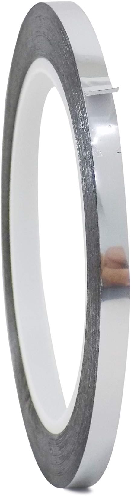 WOD MPFT2 Silver Metalized Polyester Mylar Film Tape with Acrylic Adhesive, 3/8 inch x 72 ft. Vibrant Mirror Silver Tape, Decor Tape for Detailing Accent Wall, Graphic Arts, Car and Boat Trim