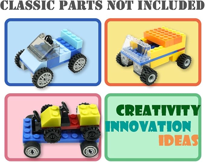 Wheels and Axles Set, Car Parts Chassis Pieces Tires Building Blocks, Compatible with Classic Bricks Toys