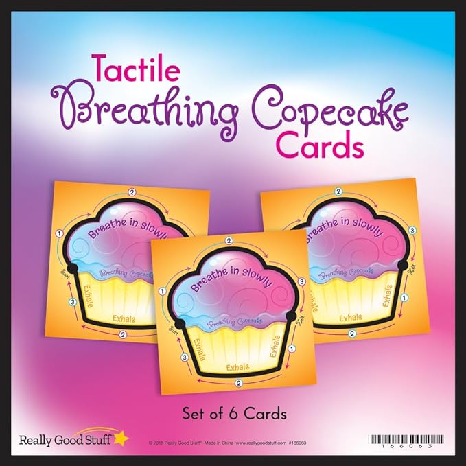 Really Good Stuff Tactile Breathing Copecake Cards - Social-Emotional Learning Tools for Children - Calming, Meditative Classroom Supplies - Promotes Relaxation & Helpful Breathing Techniques