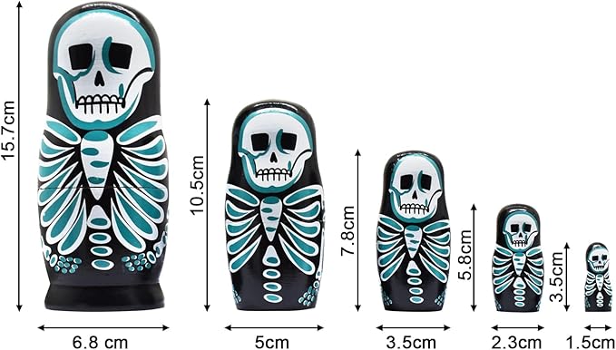 HYCLES Nesting Dolls Russian Matryoshka Wood Stacking Nested Set for Kids Handmade Toys for Children Kids Christmas Birthday Decoration Halloween Wishing Gift