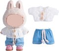 17cm Doll Clothes Set, Premium Jeans & Knitted Sweater Outfit for 17cm 15cm Dolls, Cute Dress Up Fashion, No Doll Included (White, 17cm/15cm)