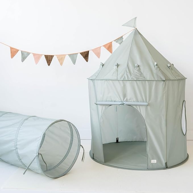 3 Sprouts Kids Play Tunnel - Pop Up Collapsible Tunnels with Recycled Fabric - Fun Crawling Tunnel for Toddler, Baby, Children to Crawl Through, Gross Motor Toy for Indoor Play - Green