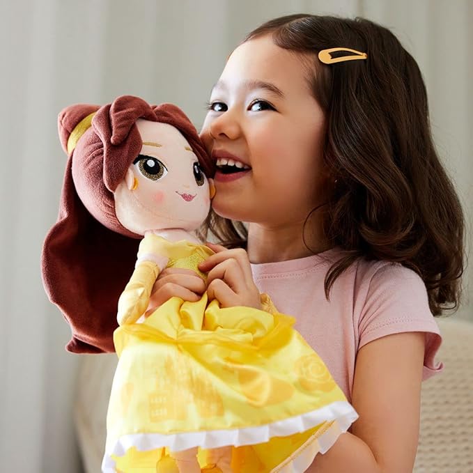 DISNEY STORE Official Princess Plush Doll, Belle from Beauty and The Beast, Medium 14 Inches, Soft Plushy with Embroidered Features, Princess Toys for Girls, Disney Dolls, Stuffed Animals for Girls