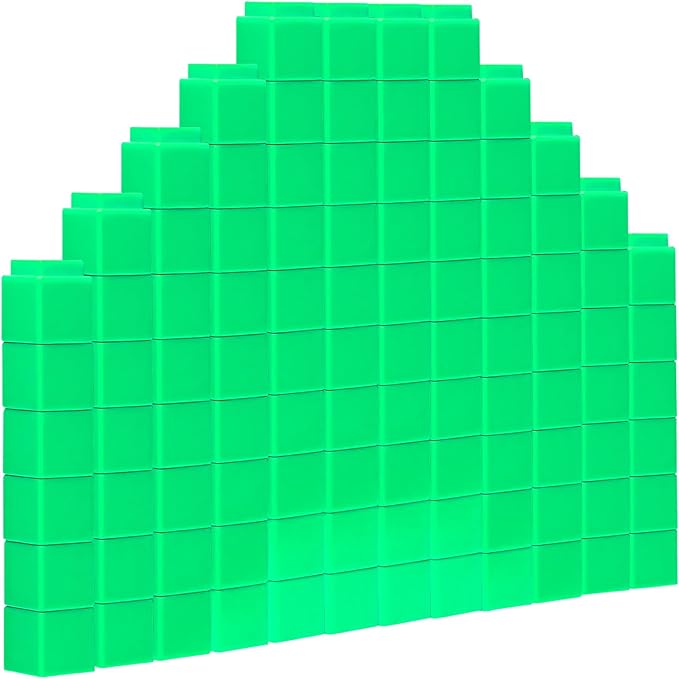 100 Pcs Green Linking Cubes for Math Counting Cubes Manipulatives Plastic Counting Block Manipulative Classroom Learning Supplies for Educational Preschool Activities Boy Girl (Green)