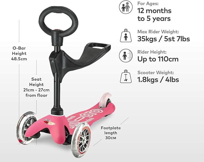 Micro Kickboard - Mini 3in1 Deluxe 3-Stage Ride-on Scooter Toddler Toys for Ages 12 Months to 5 Years