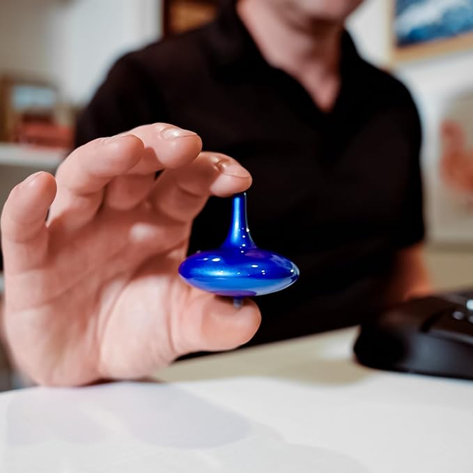 Electric Spinning Top | Timer Spinning Top | 6+ Hour Endless Spin | LED Light Show for Focus, Calm & Creativity | Unique Futuristic Gift for Adults (Royal Blue)