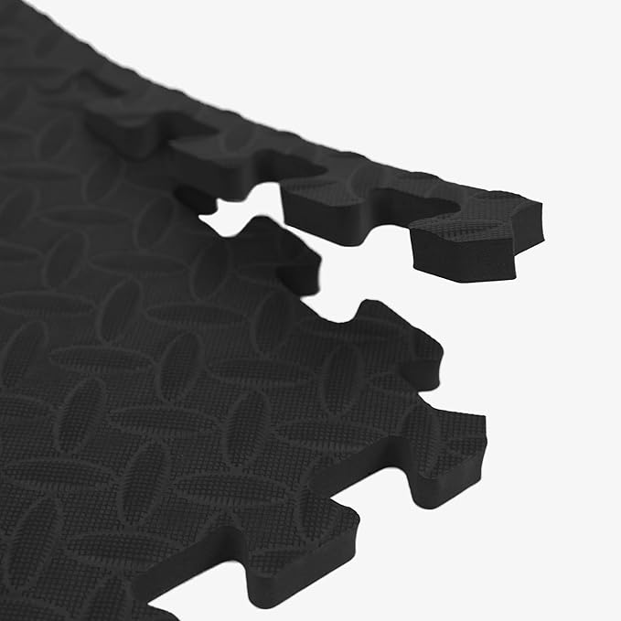 IncStores 1/2 Inch Thick Diamond Soft Foam Flooring Tiles | High-Density Interlocking Foam Tiles for Rugged Style in Your Home Gym, Playroom, and More | Black, 12 Tiles