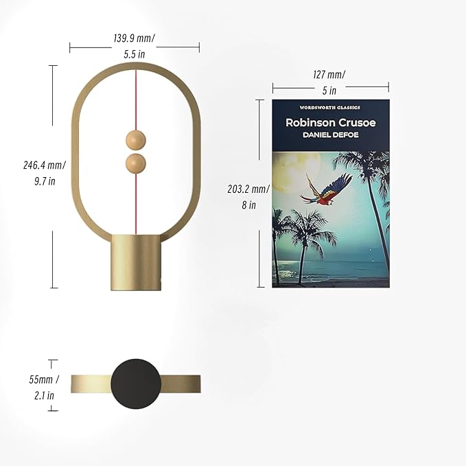 Bedroom Lamps - Mini Balance Lamps, Birthday Gifts, Bedside and Nightstand Lights, Plug-in Night Lights with Magnetic Base for Home, Office, and College Dorm (Wood Color)